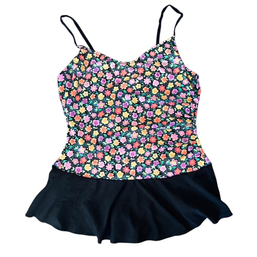 Vintage Pacific Connections Vibrant Floral Skirted One Piece Swimsuit
